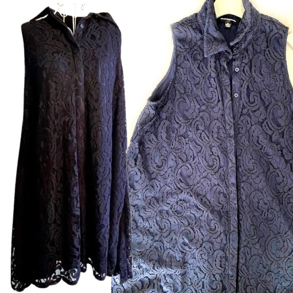 Stunning Deep Blue Sleeveless Lace Dress